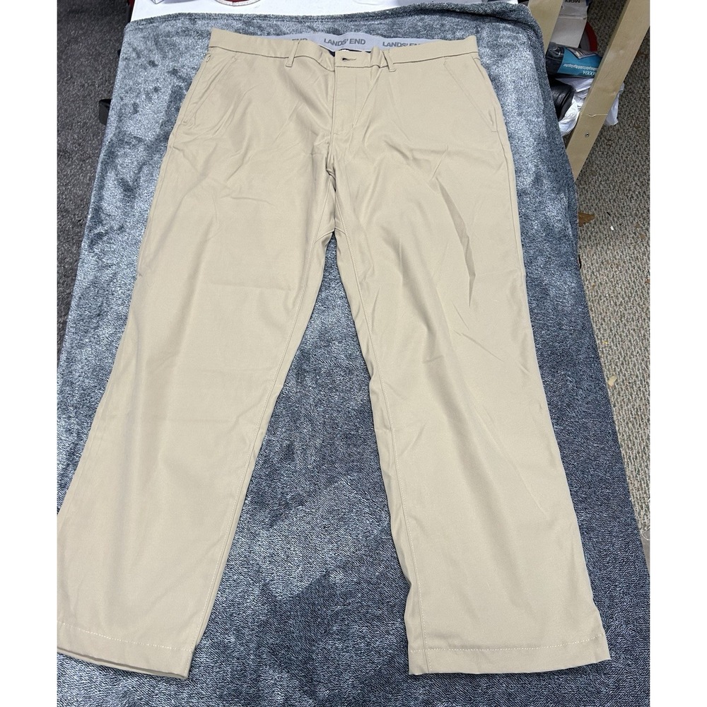 Lands End Traditional Fit Size 38 Tan Polyester Chino Pants (H7)